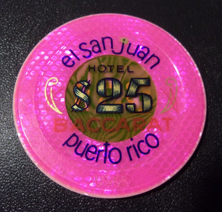 EL SAN JUAN CASINO $25 BACCARAT gaming JETON poker chip San Juan Puerto Rico