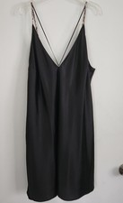 Victoria Secret Slip Dress Black Size XL Satin