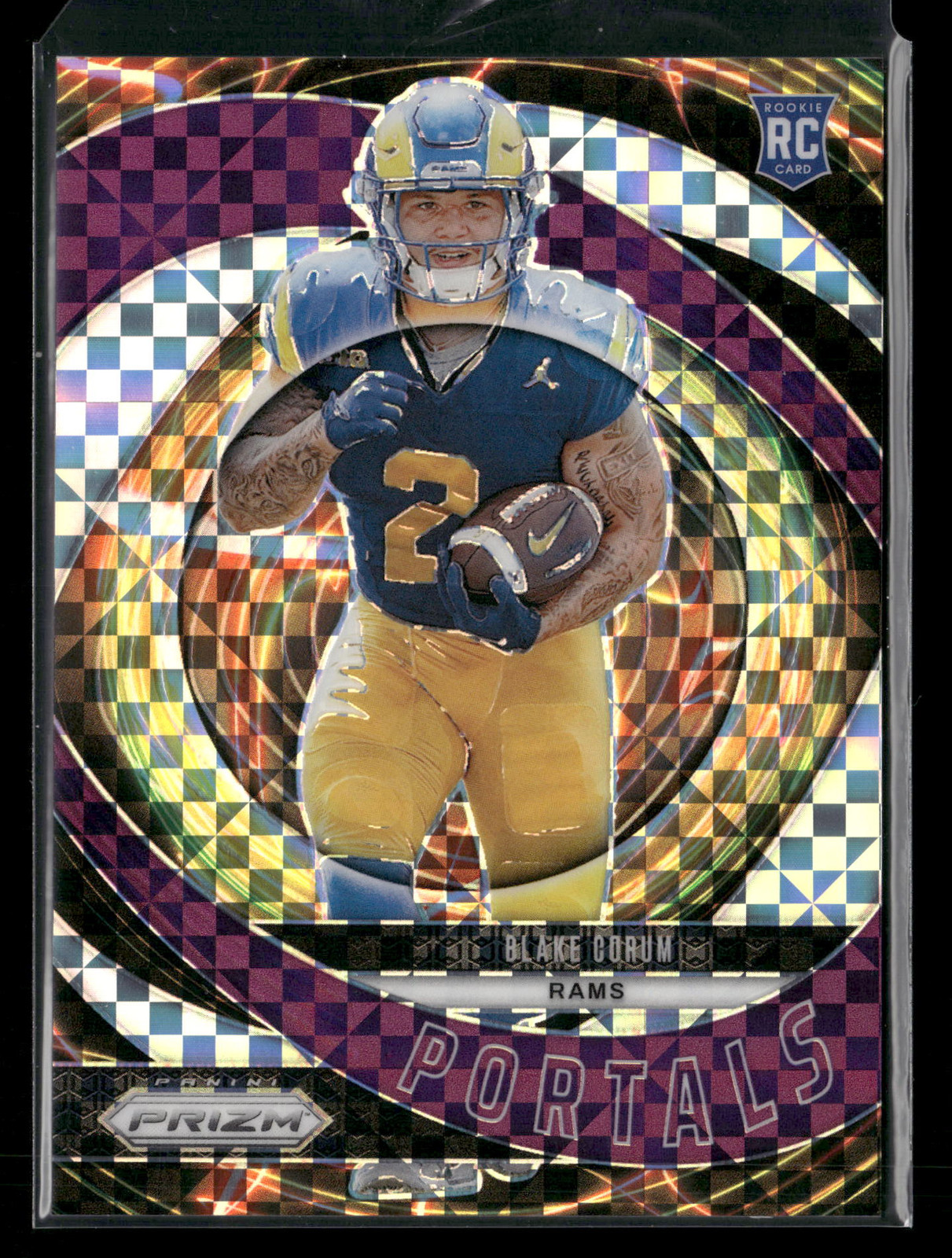 Blake Corum 2024 Panini Prizm #8 Portals Purple Power Prizm /49 RC Rookie
