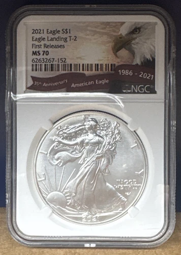 2021 Silver $1 Is Eagle Landing T-2 First Release MS70 NGC