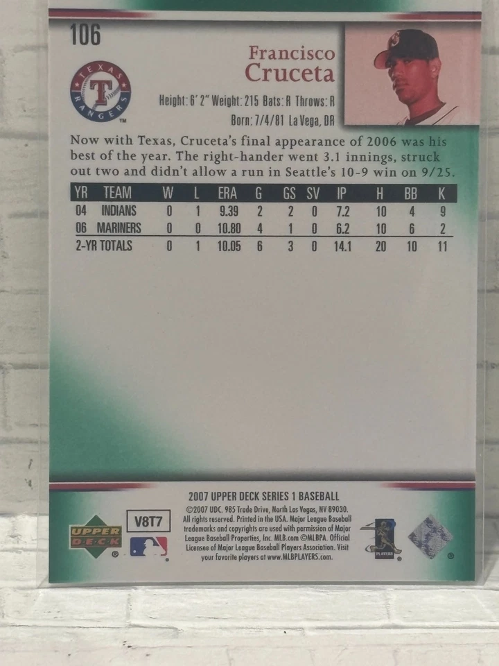 2007 Upper Deck Predictor Green (Rare Parallel) #106 Francisco Cruceta - Image 2 of 2