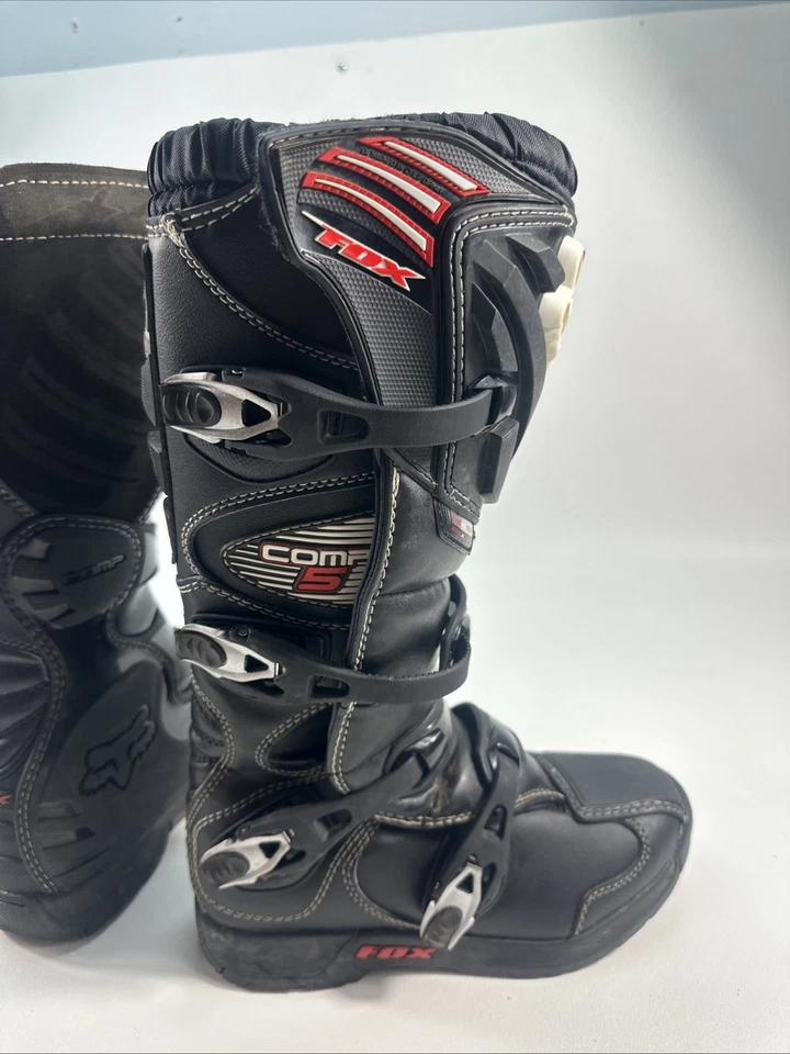Botas Fox Racing Comp 5 Motocross MX Moto Moto Moto Moto Motocicleta Montar ATV Negras Hombres Talla 8 Foto 3 de 4