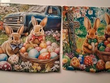 Easter Bunny and Eggs Decorative Pillow Covers Set of 2 Multicolor Polyester