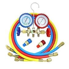 AC Manifold Gauge Set for R134A,R12,R22,R502,R410,AC Vacuum Pump and Gauge 
