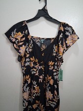 Womens Plus Size 1X 16W-18W Terra And Sky Flutter Sleeve Midi Dress NWT