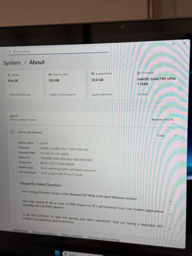 HP Envy 17t-CW100 Laptop 1TB 32GB RAM Ultra 7 Silver New Open Box - Picture 16 of 19