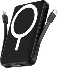 for Magsafe Battery Pack, 10000mAh Magnetic Power Bank Built-in Double USB C Cab