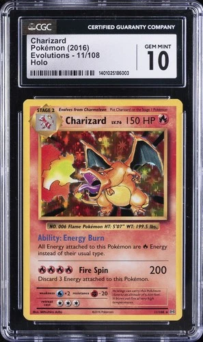 2016 POKEMON EVOLUTIONS - HOLO #11/108 CHARIZARD CGC 10 GEM MINT