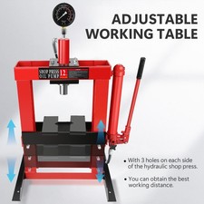 12 Ton Hydraulic Shop Press With Adjustable Height Remote Cylinder