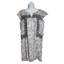 Old Navy Women's White Pink Paisley Print Shift Dress Size L Fairy Hippie Boho