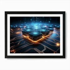 Geometric Ai Interface Intricate Ne Framed Wall Art Poster Canvas Print Picture