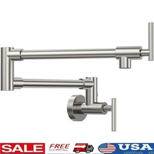 Wall Mounted Pot Filler Faucet 360 Swivel Stainless Steel Leak-Free Kitchen New