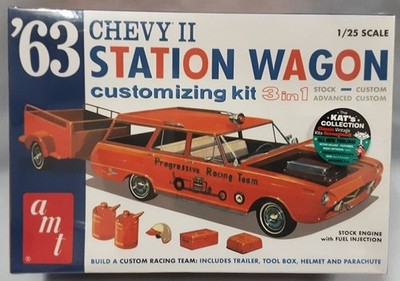 AMT 1963 63 Chevy II Station Wagon w/ Trailer 1/25 Scale Plastic Model  # 1201