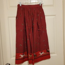 Vintage Skirt A Line Pleated Size 8 Equestrian Multicolor Midi The Villager US
