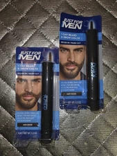 Just For Men 1-Day Beard & Brow Color - Brush In / Wash Out Dark Brown Lot Of 2