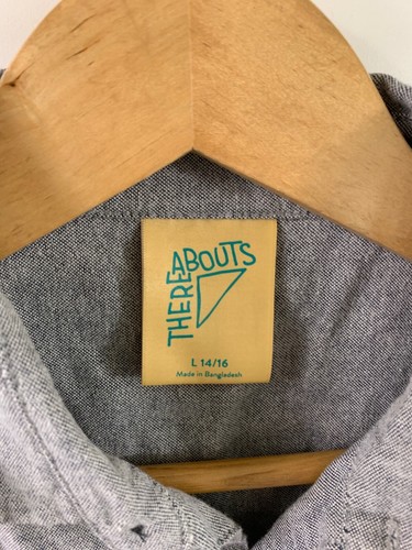 There Abouts Boy's Shirt Large 14/16 Solid Gray Long Sleeve Button Up NWT - Picture 4 of 6