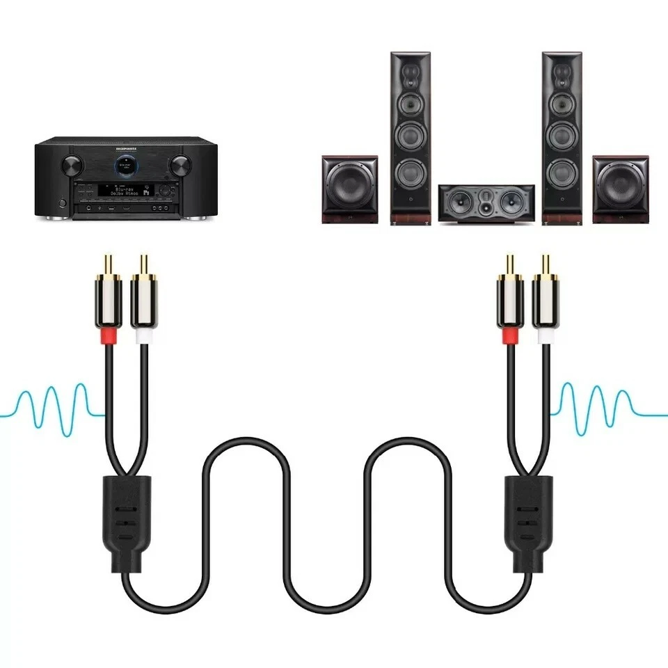 3M 2M 1M 2 RCA macho a 2 RCA macho RCA audio fonógrafo enchufes a enchufes cable altavoz Foto 4 de 4