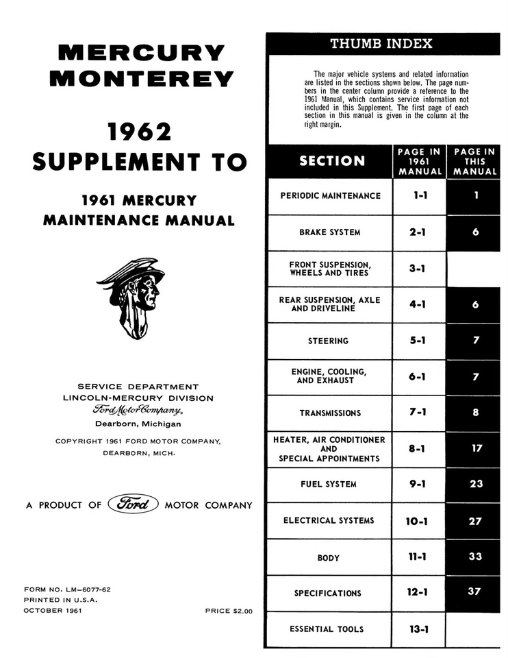 Suplemento 1962 Mercury Monterey - Imagem 2 de 3