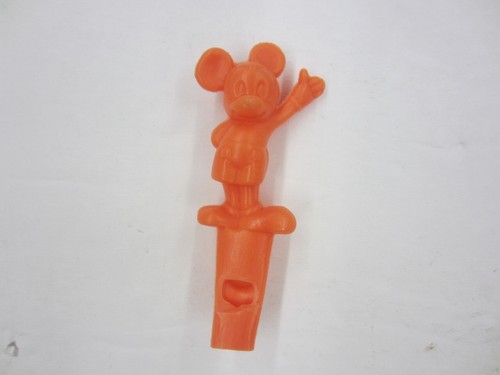 Vintage 1960's Disney MICKEY MOUSE Plastic Whistle Orange 3" Long - Picture 1 of 3