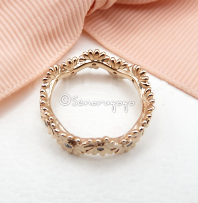 New PANDORA Rose Gold Sparkling Daisy Flower Crown Ring 180934CZ