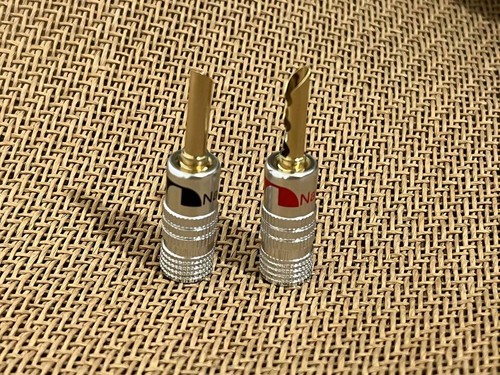 1 pair 24K-Gold Audio Speaker Cable Expandable Banana Connector Plug Adapter - Picture 3 of 3
