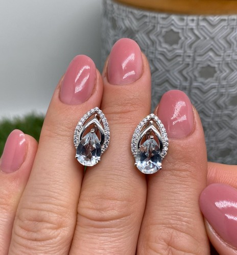 Topaz White natural gemstone Earrings, silver 925, Gold plated - Picture 3 of 4