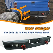 Rear Bumper & LED Lights & D-Rings & Step for 2006-2014 Ford F150 Pickup Truck