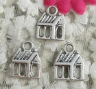 Free Ship 60 pcs Antique silver house charms 17X13mm H-3514