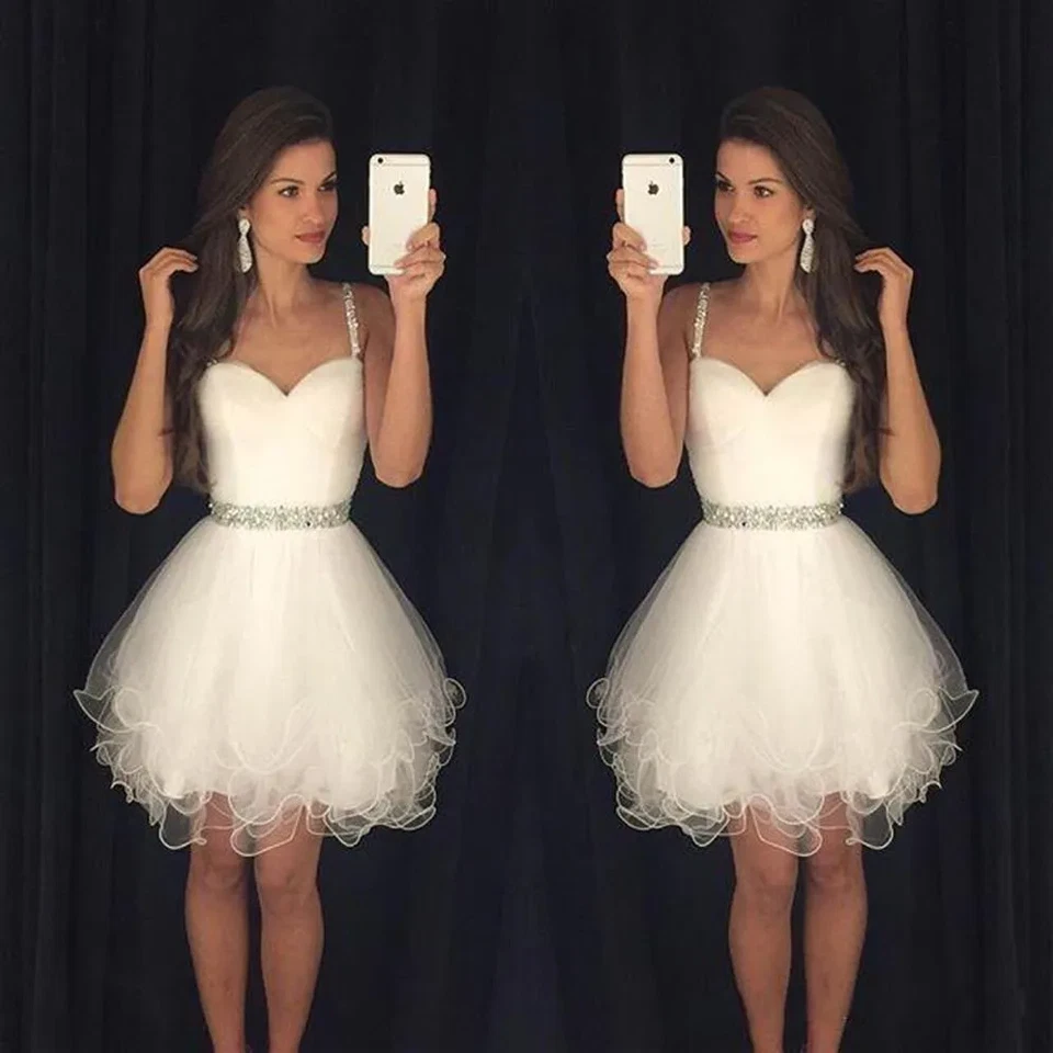 Sexy Vestidos de Novia Correas de Espagueti Cuentas Vestidos de Cóctel Foto 4 de 4