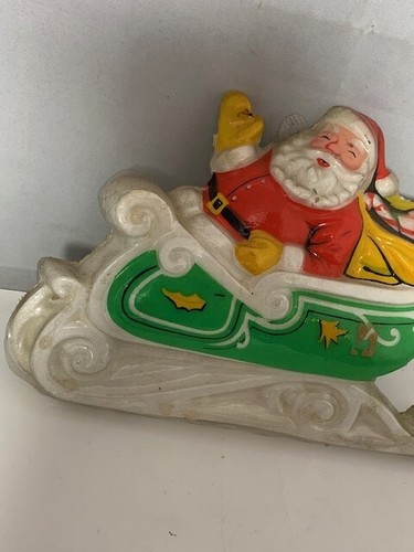Vintage Molded Styrofoam Plastic Santa Claus Sleigh Christmas Wall Decoration - Picture 2 of 11