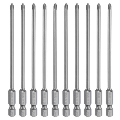 10pcs Magnetic Phillips Screwdriver Bit PH1 1/4'' Hex Shank 110mm Long 3.5mm Rod