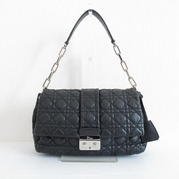 Sac bandoulière Christian Dior neuf verrou cannage cuir noir fabriqué en Italie authentique