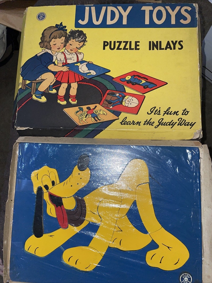 Judy Toys Walt Disney Wood Wooden Puzzle Pluto Dog Vintage In