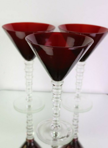 Tall Red Martini Glass (es) Home Essentials Clear Wafer Stem Imperial Ruby - Picture 8 of 8