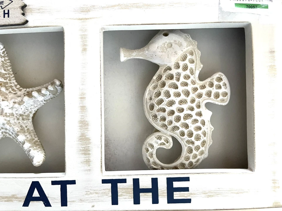 "Letrero de pared de madera de playa Better at the...this way decoración del hogar 16x6"" caballito de mar costero" Foto 2 de 4