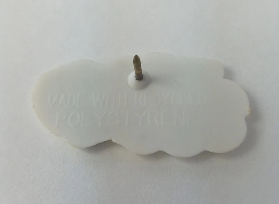 McDonalds Employee Pin Please Recycle Polystyrene White Blue Advertising Vtg - Image 2 of 4