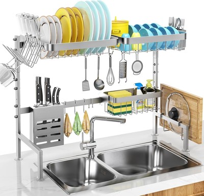Space-Saving Stainless Steel Dish Drainer - Easy to Assemble, 80lb Capacity