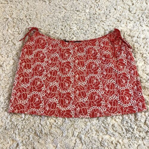 Buffalo David Bitton Embroidered Floral Skirt Red Lined Womens Extra Large NEW