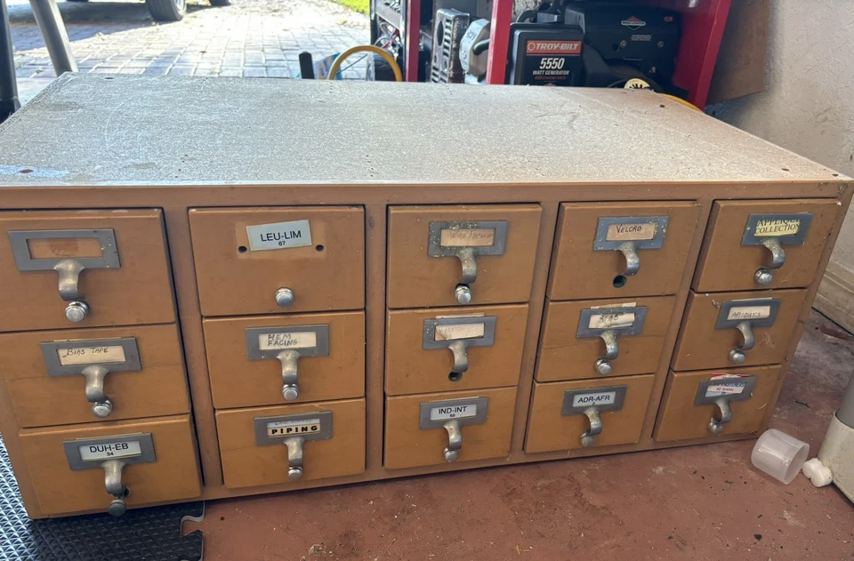 Vintage 15 Drawer Library Card Catalog Index File Cabinet Wooden Antique Filing - Image 2 of 4