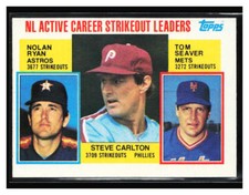 1984 Topps #707 NL Active Career Strikeout Leaders Carlton / Jenkins / Seaver)