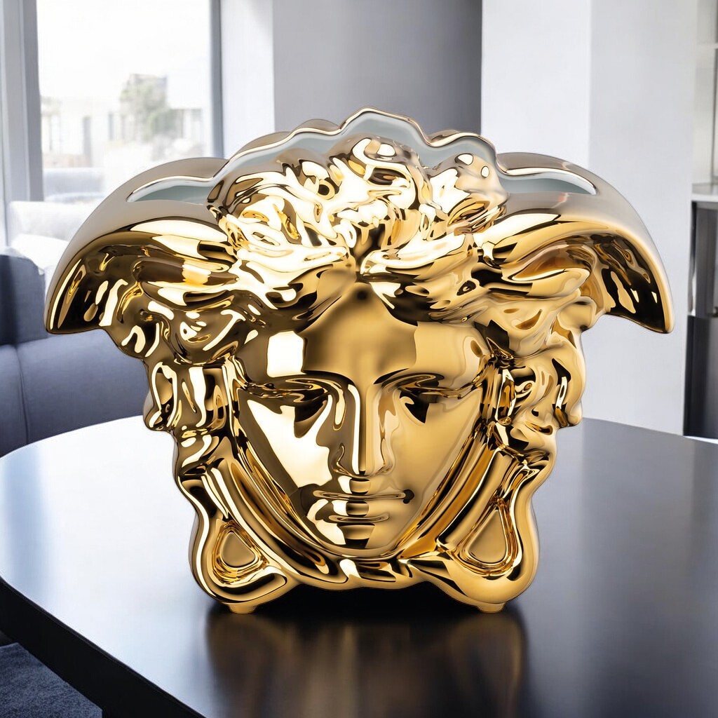Versace Medusa Grande Gold Vase 14493-426157-26030 Porcelain Versace Medusa Grande Gold Vase 14493-426157-26030 Porcelain