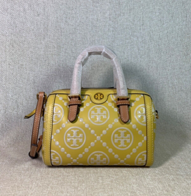 NEW Tory Burch T Monogram Yellow Contrast Embossed MINI Satchel