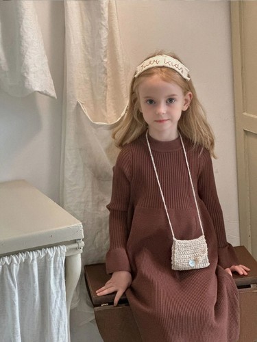 Mädchen Kleid Herbst und Winter Kinder Einfarbig Strick Prinzessin Kleid Baby - Bild 16 von 22