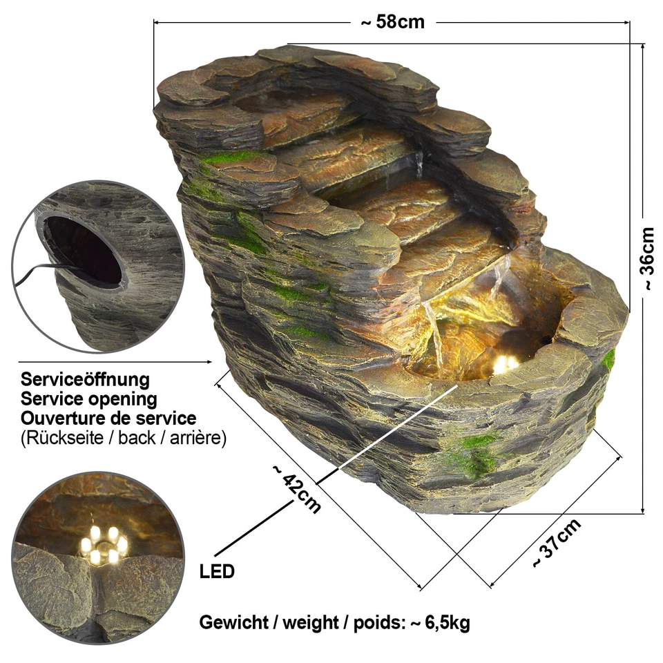 SPRINGBRUNNEN GARTEN BRUNNEN ZIMMERBRUNNEN ZIERBRUNNEN INNEN LED BRUNNEN AUSSEN - Bild 2 von 4