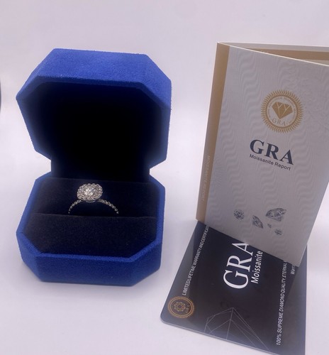 Park Lane 1 Carat Moissanite Ring with Cushion Halo - Sterling Silver, UK Q 3/4 - Picture 3 of 12