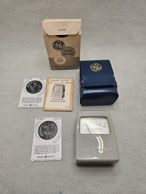Vintage GE Type 213 Light Meter With Original Box And Papers. Untested 