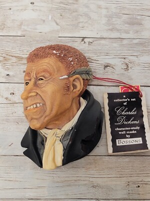 Uriah Heep Dickens Bossons Head 1964 England Chalkware Congleton Vtg NOS Flaws