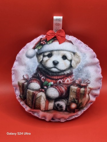 Palline di Natale Cagnolini in pannolenci 10cm 5pz - Foto 3 di 6