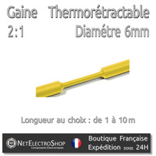 Gaine Thermorétractable 2:1 - Diam. 6 mm - Jaune - 1 à 10m #151