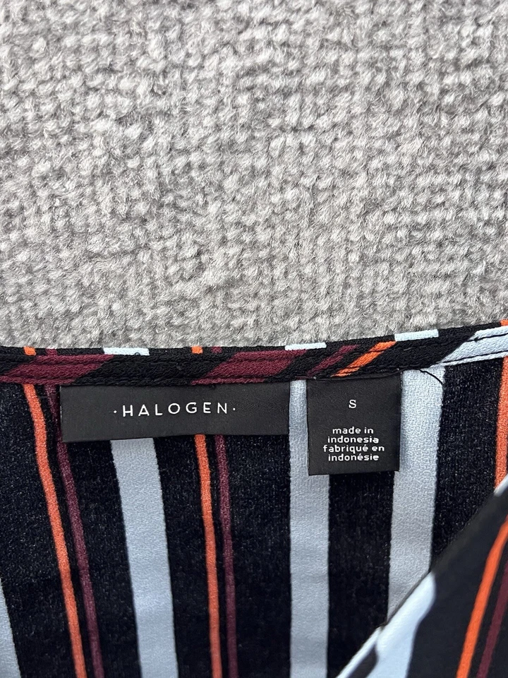 Halogen Tank Top Women Size Small Blue Black Striped V-Neck Spaghetti Straps - Image 3 of 4